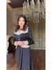 Sommer 2024 Slim Fit Polka Dot Kleid mit Spitzenbesatz & Peter Pan Kragen