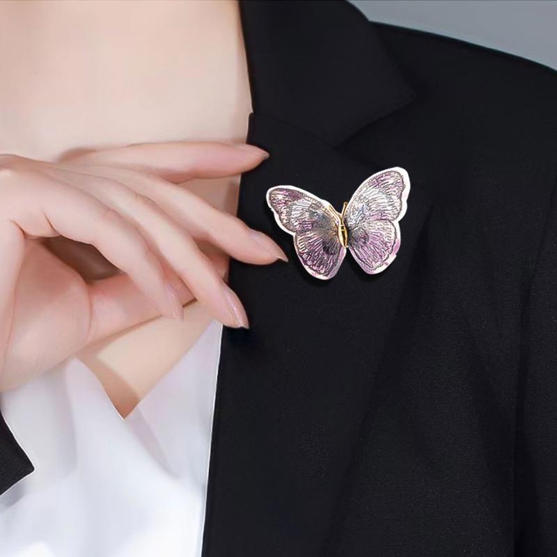 Retro light luxury handmade enamel embroidery butterfly brooch female niche high-end pin DIY high-end corsage