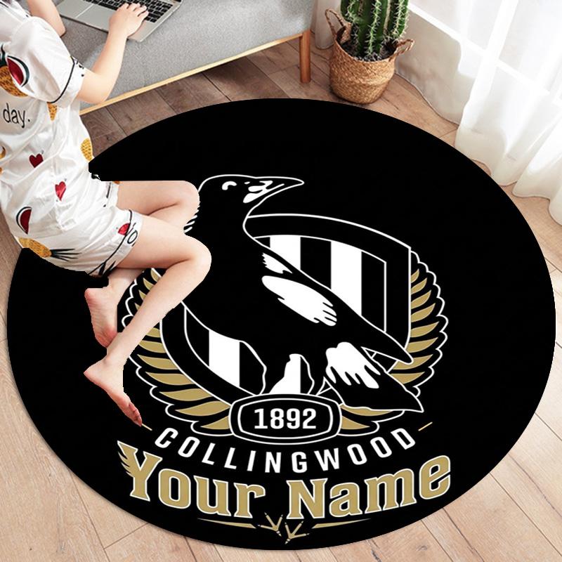 Collingwood Raven Crest Custom Name Round Area Rug Carpet Rug For Living Room Bedroom Sofa Playroom Decor Nonslip Floor Mat