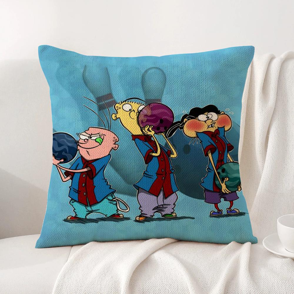 E-Ed Edd N Eddy Cushion Cover Summer Coolness Linen Fabric Double-Sided Printing Pillow Case Sofa Home Decor Gift