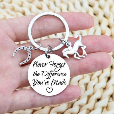 Stainless Steel Inspirational Horses Keychain Charms Jewelry Best Gifts Birthday Christmas For Women Men