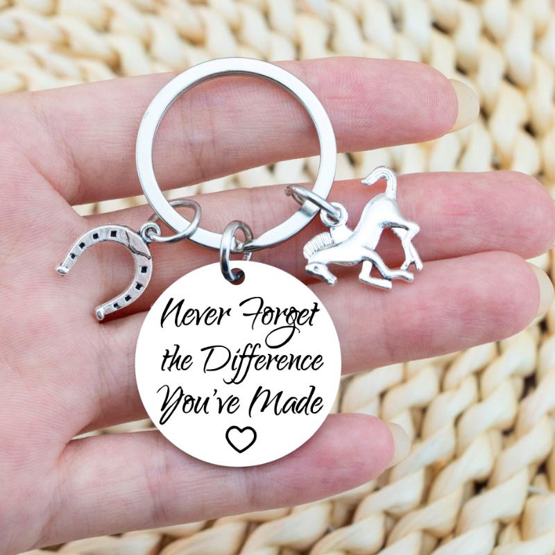 Stainless Steel Inspirational Horses Keychain Charms Jewelry Best Gifts Birthday Christmas For Women Men