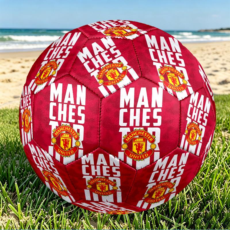 Manchester United F.C Print Size 5 Soccer Ball, PU Wear Resistant Football for Match Training and Daily Practice, Birthday Gift for Soccer Fans