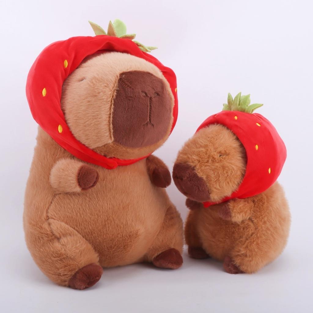 Turtle Backpack Capybara Strawberry Hat Capybara Plush Removable Accessories Super Softplushie Gift For Kids Capybara Collectors