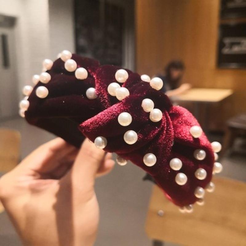 Parel Hoofdband voor Vrouwen Eenvoudige Geknoopte Haarband Mode Hoofddeksel Meisjes Haaraccessoires
