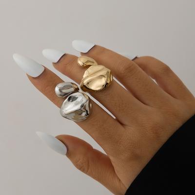 Fashion Sense Irregular Snake Ring Simple Alloy Geometric Rings Set Premium Light Luxury Sense Net Red Ins Style Commuter Women's Ring