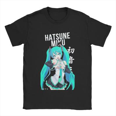 Hatsune Miku Anime Harajuku Trykk T-skjorte Y2K Herre Dame Casual Kortermet Rund hals Bomulls T-skjorte Unisex Mote Komfort Topp