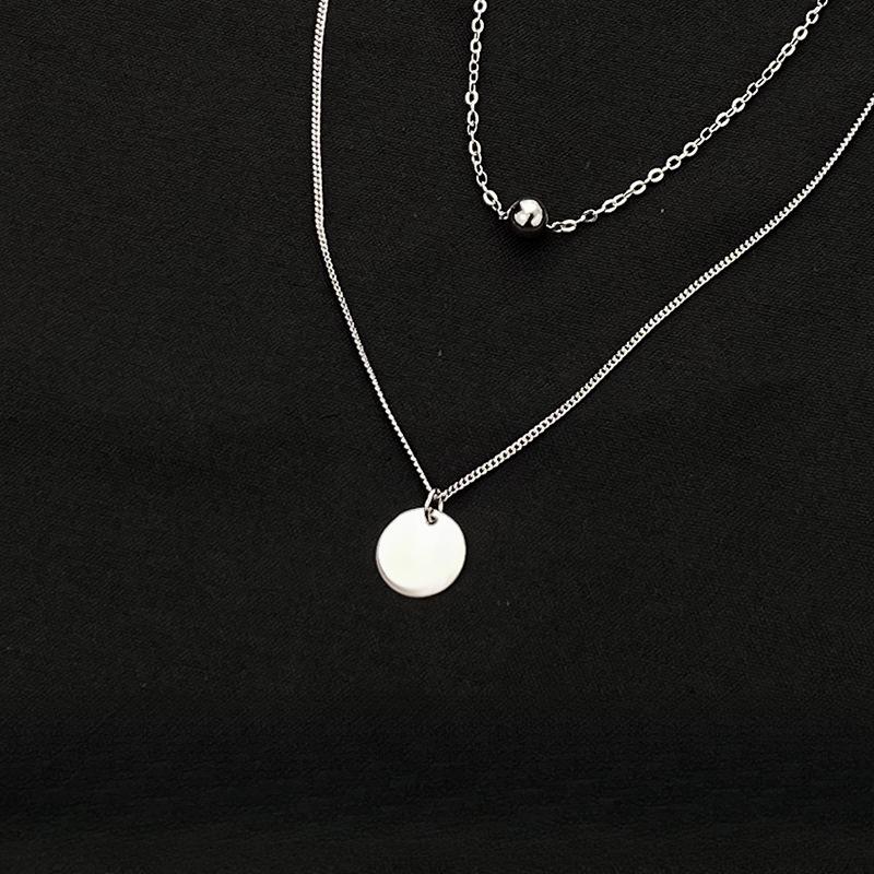 Cold Style Necklace for Women's Clavicle Chain Double-layer Round Brand Pendant Temperament Simple Design Versatile
