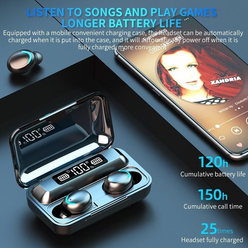 IPX7 Waterproof Wireless Sports Headphones 9D Stereo TWS Bluetooth 5 0 CVC8 0 Noise Cancelling with LED Display Charging Case