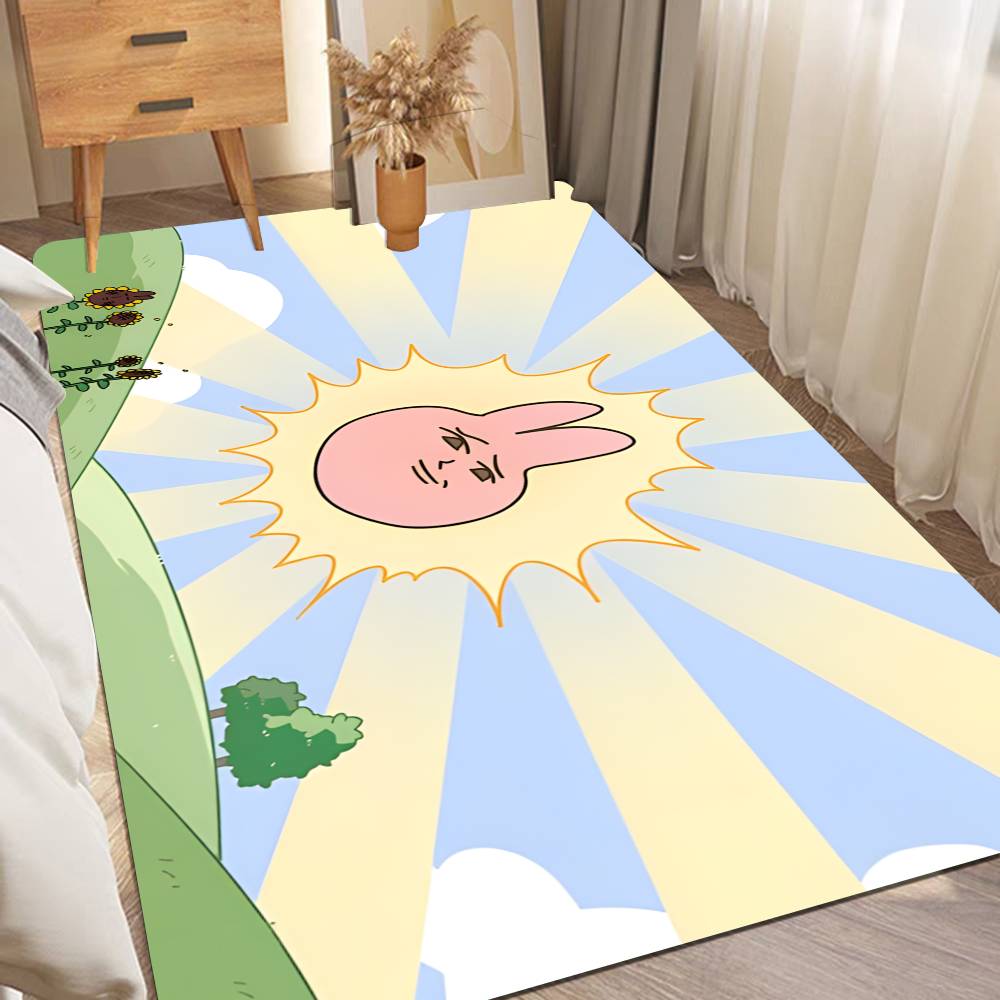 My F-Friend Pink Rabbit Funny Anime Floor Mat INS Style Soft Bedroom Floor House Laundry Room Mat Anti-skid Household Carpets