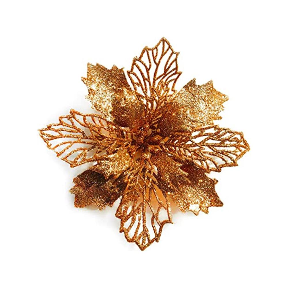 5/10 Stück Weihnachtsdekoration Künstliche Blumen 11CM Weihnachtsbaum Anhänger Ornamente für Heimdeko Navidad Neujahr 2026 Girlande