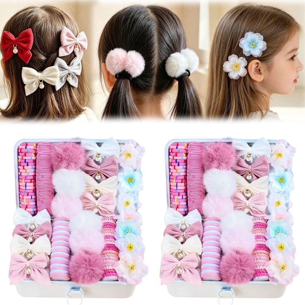 179Pcs/Set Colorful Girls Hair Accessories Set Flower Shape Hair Bows New Hair Clips Party Dress Up