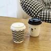 Yicang Disposable 250ml Smiley Face Cups with Black Coffee Lids, 100 Sets