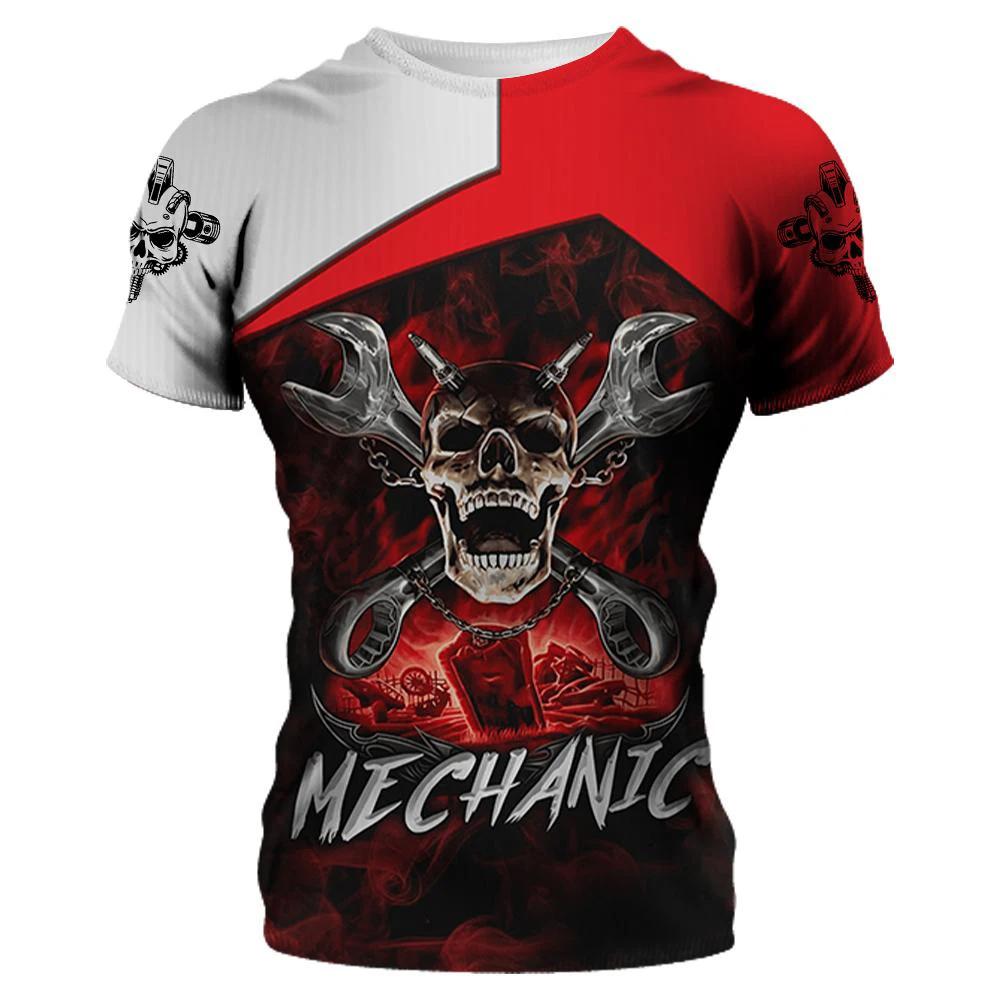 Vintage Men's T-shirt 3d Printed Mechanical Tool Pattern Ordinary Short-sleeved Streetwear Oversize Tees Tops Men's Clothing