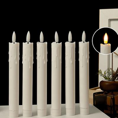 Lange Stange LED flackerfreie Kerze, Simulierte elektronische Kerzenlicht, Batteriebetriebene Spitzkerze für Heimdekoration, Partys, Weihnachten
