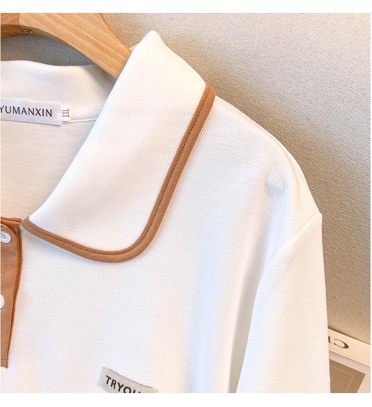 Plus Size Women's Long Sleeve Lapel Hoodie T-shirt – Slimming Summer Top for 200/300 Jin