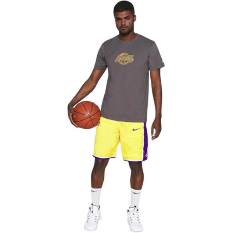 Nike Los Angeles Lakers Courtside Heritage NBA Drawstring Straight-Leg Sports Shorts Men Bottoms Amarillo-Yellow cv5603-728