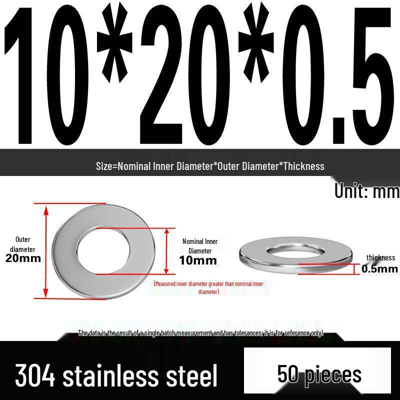 Thickened 304 Stainless Steel Flat Washer Spacer (M2-M36)