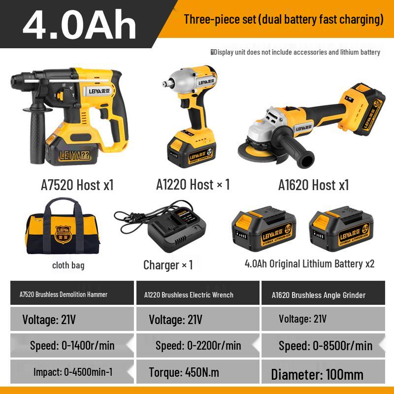 Reya A1620 High Power Brushless Angle Grinder, Lithium Battery Powered Cutting and Polishing Tool