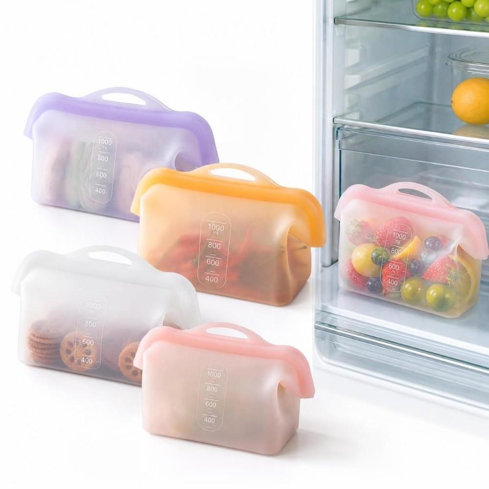 With Handle Fruit Storage Bags Leak-Proof Upright Freezer Bags Freezer Microwave Safe