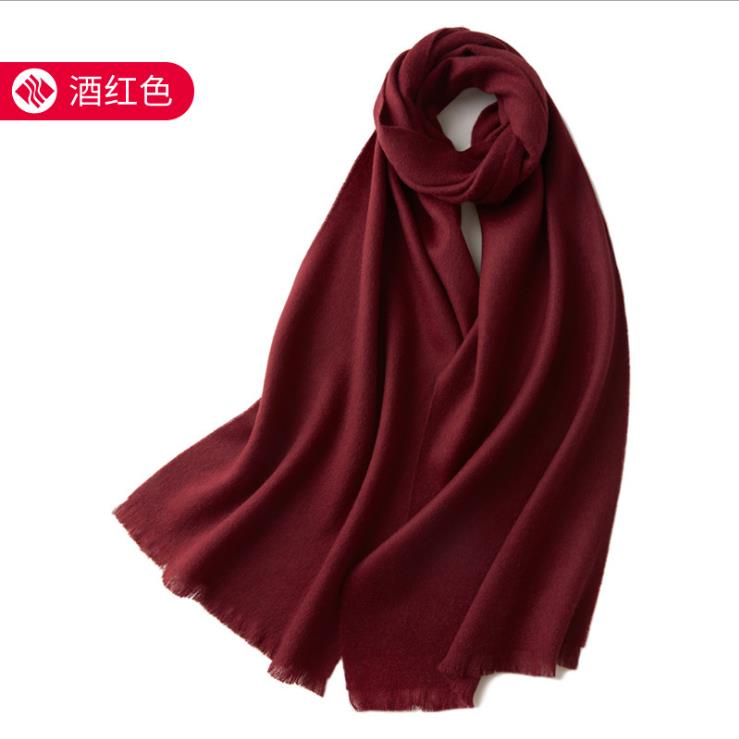 100% pure wool scarf Women's wild classic pure color new autumn and winter couples warm long short ear cashmere scarf