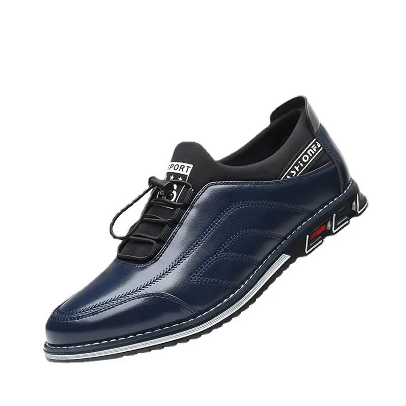 Fashion Men Casual Shoes Fashion Brand Classic Casual Men Pu Leather Shoes Black Hot Sale Breathable Business Lace-Up Men Shoes Big Size