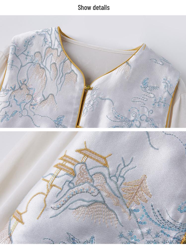 2025 Spring Embroidered Reversible Jacket Vest - New Chinese National Style, High-End Outerwear (WW2507)