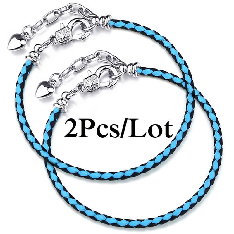 2 szt./partia Specjalna Oferta Skórzane Bransoletki Łańcuszkowe Pasują do Ręcznie Robionych Koralików Bransoletki z Charmsami Dla Par Pulsera Biżuteria Dla Kobiet Mężczyzn Hurtownia