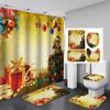 Santa Christmas Shower Curtain Set Bath Mat Anti -Slip Carpet Bathroom Partition Waterproof Home Decoration Cortinas Para Ba ñO