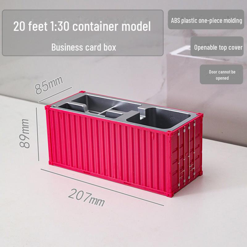 20ft Container Model Pen Holder & Business Card Box with Customizable Patterns/Text - Plastic Ornament
