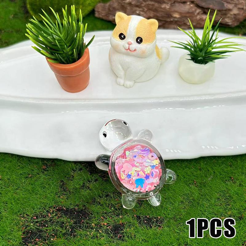 

1 шт. Милая прозрачная светящаяся блестящая большая черепаха Diy Trendy Play Accessories Cream Gel Keychain Bag Подвеска розовый