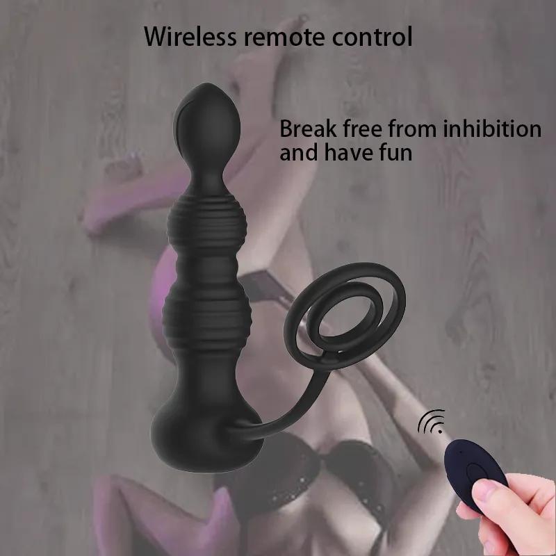 Anal Vibrator for Men Vibrating Penis Ring Delay Anal Sex Toys Male Anal Butt Plug Vibrator Sex Toys