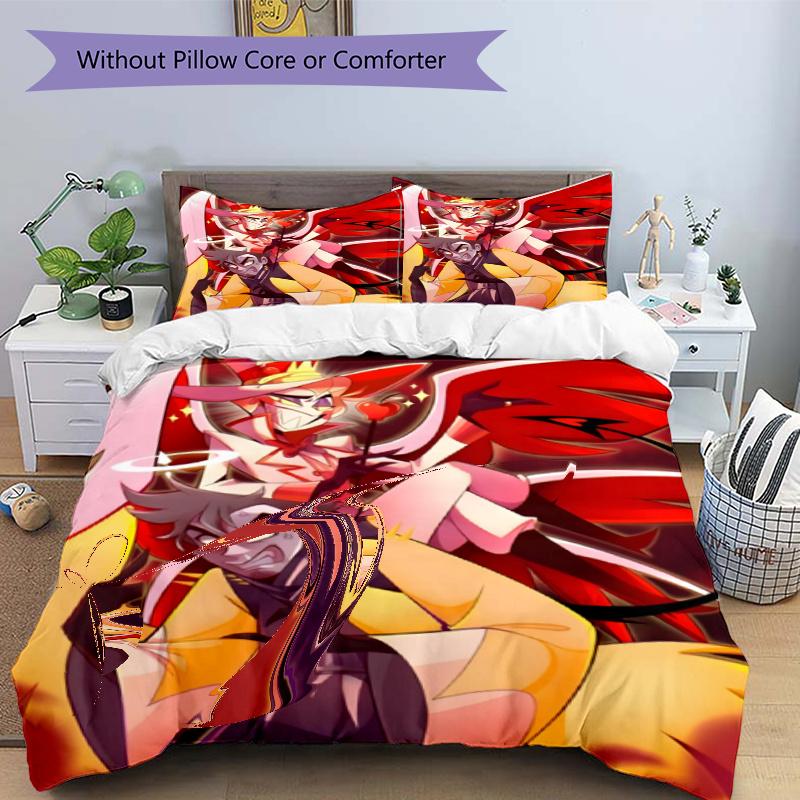 3pcs Duvet Cover Set (1*Duvet Cover + 2*Pillowcase, Without Core), Hazbin Hotel Print Bedding Set, Bedroom Decor, All‑Season, Gift