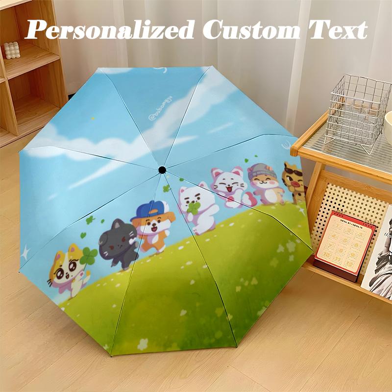 Portable Auto Folding Umbrella,ENHYPEN 8 Rib Waterproof Umbrella For Camping Commute