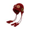 Sweet Tassels Crochet Knitted Hat Hollow Out Handmade Craft Pullover Hat Bohemian Style Windproof Korean Weave Cap Women