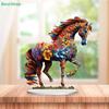 Colorful Floral Horse Statue,Artistic Flower-Printed Horse Figurine for Home Decor & Office Display