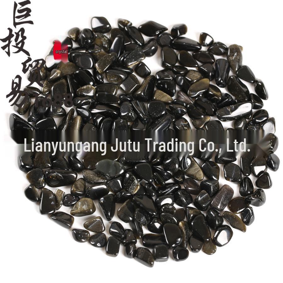Natural Gold Eye Black Obsidian Gravel for Decoration - Ideal for Bonsai, Potting, Fish Tanks, and Crafting.