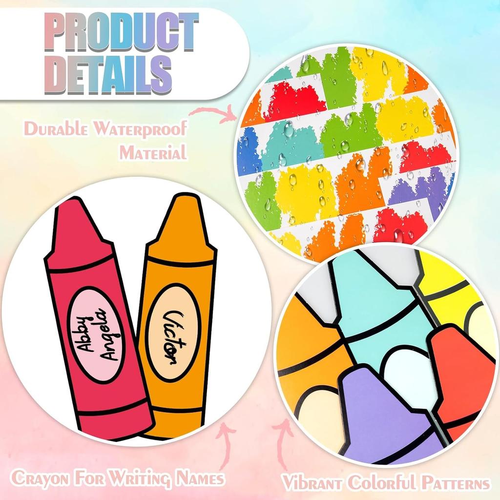 63Pcs Classroom Bulletin Board Decorations Set - Welcome to Our Pack Crayon Cutouts with Border Trims for School Classroom Door Home Wall Decorations