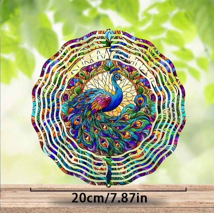 Pfau 3D Metall Windrad - Hängender Windfänger, Perfekte Außendekoration für Garten, Terrasse & Fenster - Ideales Geschenk für Mama, Ehefrau