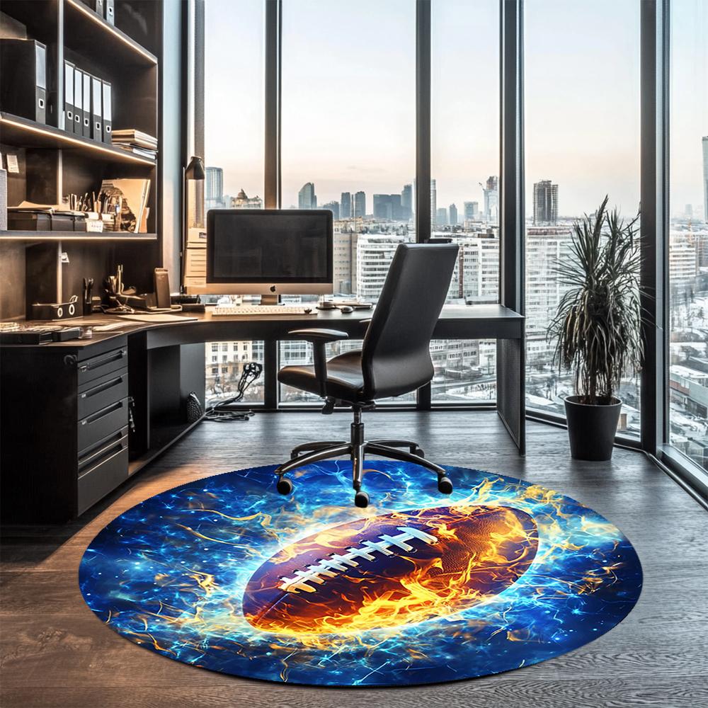 American Football Printed Round Rug Carpet Chair Rug Area Rug Entryway Doormats,for Office Chair Living Room Bedroom Kitchen Room.
