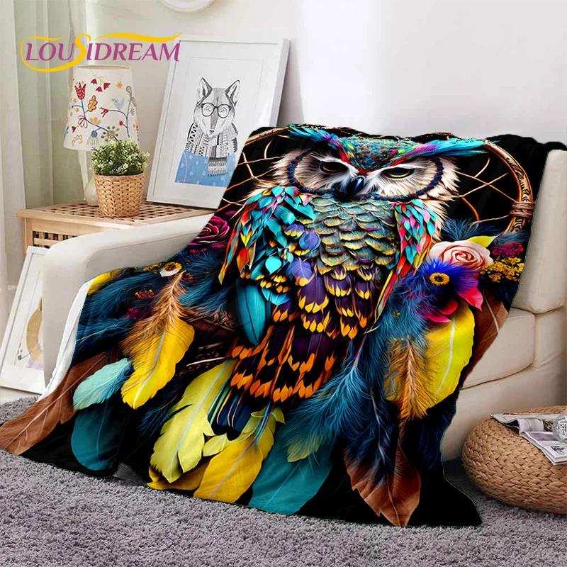 Cute Owl Eagle Birds Cartoon 3D Soft Flannel Blanket for Beds Bedroom Sofa Picnic,Throw Blanket for Cover Outdoors Leisure Gift