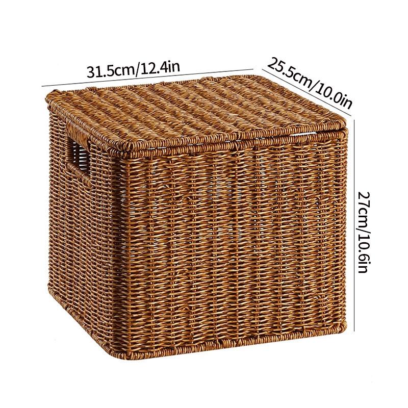 Grote geweven opbergmand met deksel Handgemaakte kleding wasmanden diverse spullen speelgoed container Imitatie rotan kledingbak