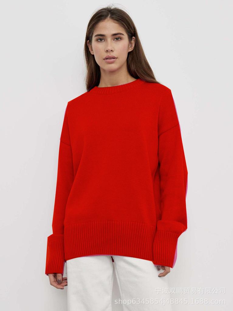 Russia's hot-selling solid-color crew-neck sweater women's 2026 popular soft-knitted top
