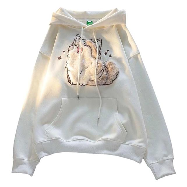 Women's Harajuku Sweatshirts Long Sleeve Hooded Sweat Casual Teenager Girls Pullover Sweatshirt Pockets