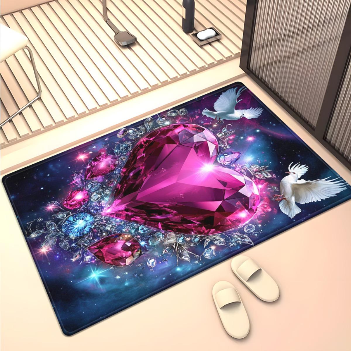 

Crystal Velvet Rug Heart Diamond Space Design Modern Living Room Decor Fashion Home Textile Art Floor Mat Soft Anti Slip Carpet 60x90cm