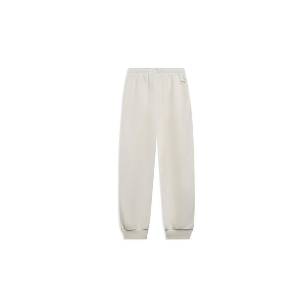 Li Ning Sports Trend Series Letter Print Elastic Cuff Joggers Women Joggers Off-White AKLT020-6