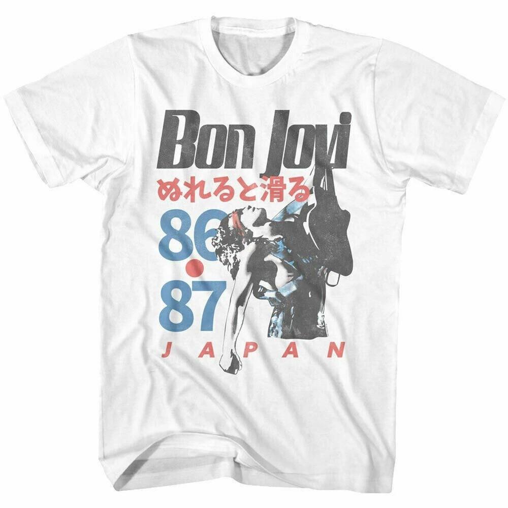 Bon Jovi Японский тур 1986-87 Мужская , Футболка Для Музыкального Фаната Унисекс Футболка XL