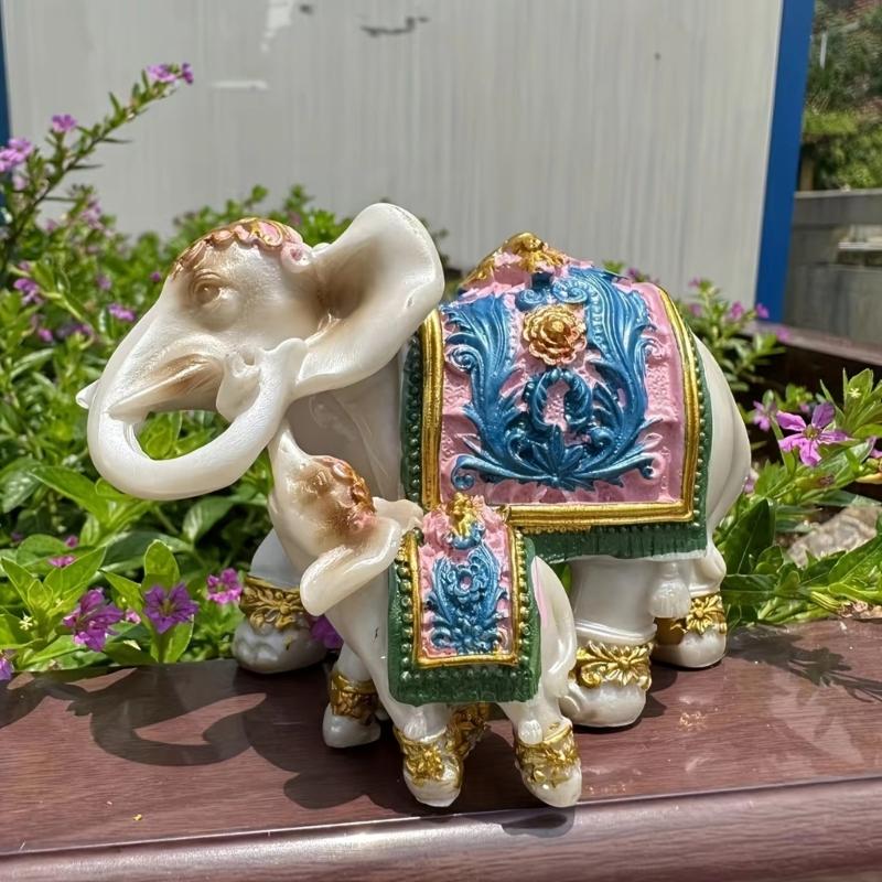 Harze Handwerk Dekore Vintage Mutter und Baby Elefant Figur Wohnzimmer Büro Regal Display Heimdekoration Geschenk
