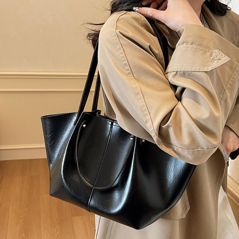 New Women's Soft Leather Tote Bag Large Capacity Single Shoulder Handbag for Daily Commute Work Casual 2025 Fashion Underarm Bag