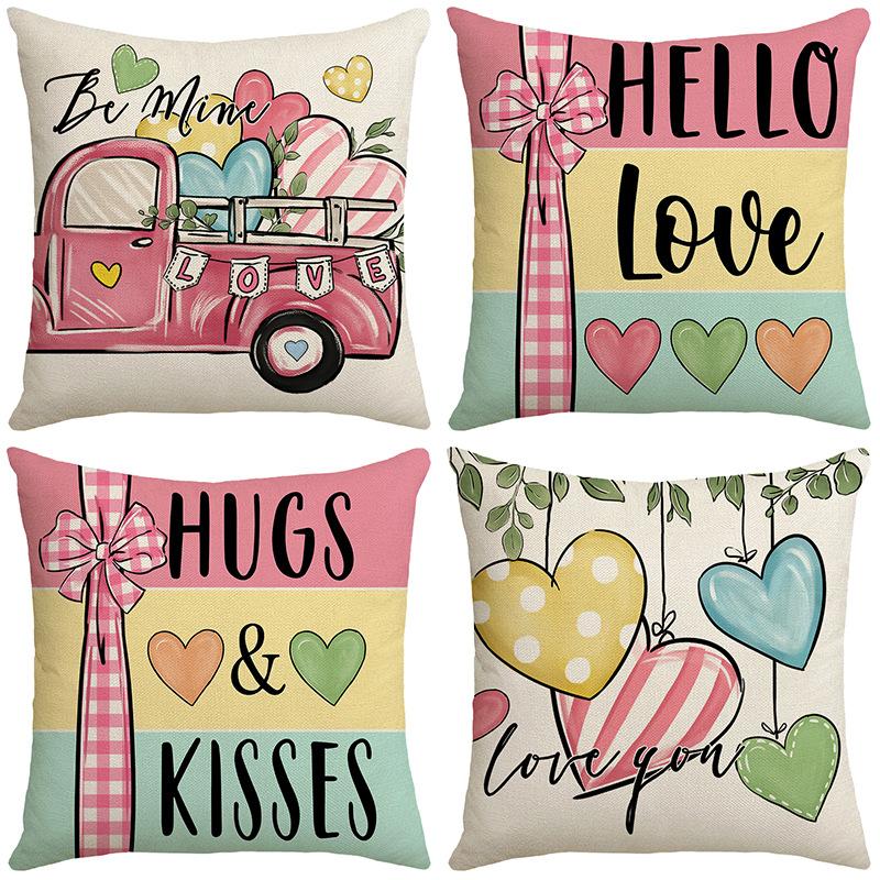 New Valentine's Day Pillow Love Cushion Home Cartoon Print Pillow Case Sofa Bedside Cushion